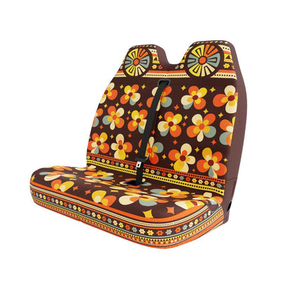 Cosmos double front seat cover by Solara Covers for van bench seats and campers — waterproof floral design