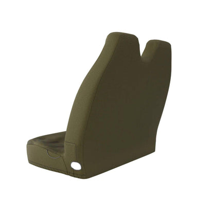 Dune double front bench seat cover side view — olive green finish by Solara Covers
