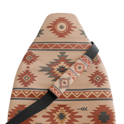 Indigo seat belt covers pair installed in van — cream and blue padded sleeves | Solara Covers