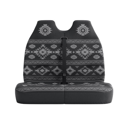 Karma double front seat cover by Solara Covers for van bench seats and campers — waterproof black and grey monochrome design