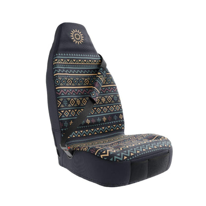 Lima padded seat belt covers by Solara Covers for cars, vans and SUVs — waterproof navy and orange design