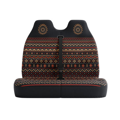 Luna double front seat cover by Solara Covers for van bench seats and campers — waterproof black and multicolor design