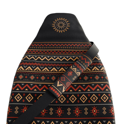 Luna seat belt covers pair installed in van — black and multicolor padded sleeves | Solara Covers