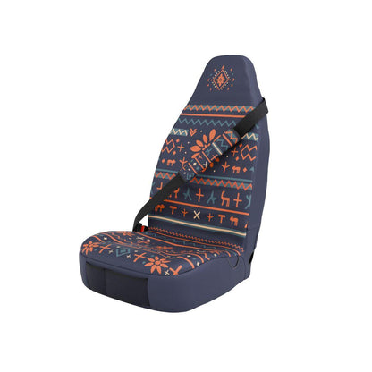 Mana padded seat belt covers (pair) by Solara Covers — navy folk print with deer motifs, machine washable