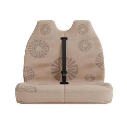 Sand double front seat cover by Solara Covers for van bench seats and campers — waterproof minimalist beige design