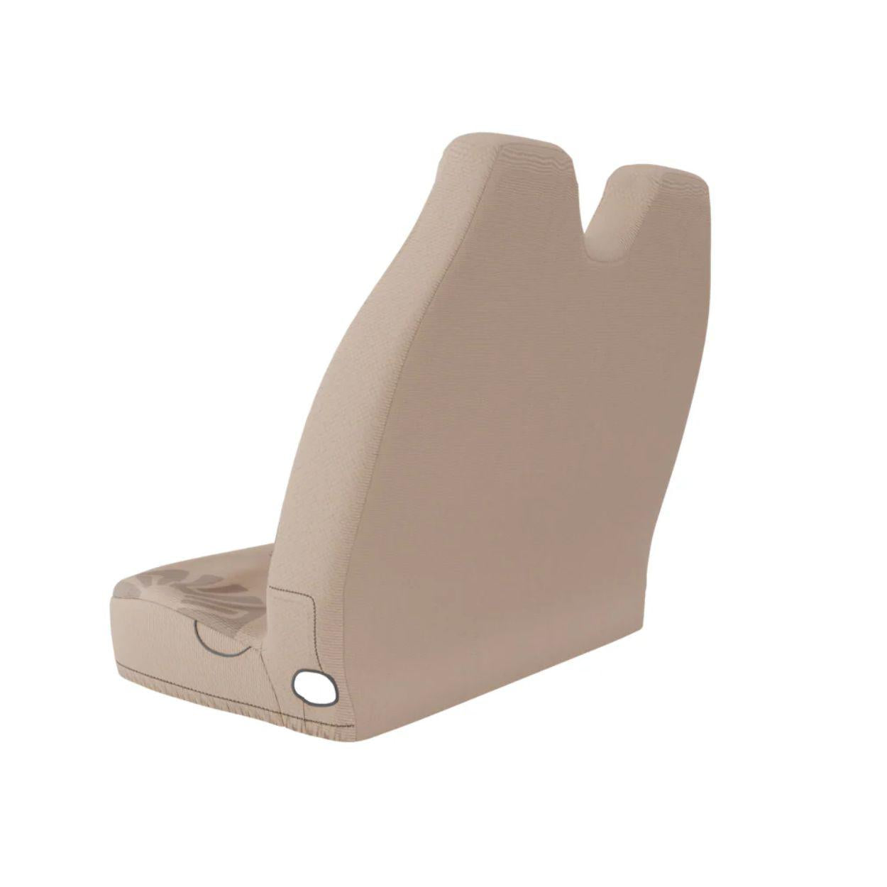 Sand double front bench seat cover side view — minimalist beige finish by Solara Covers