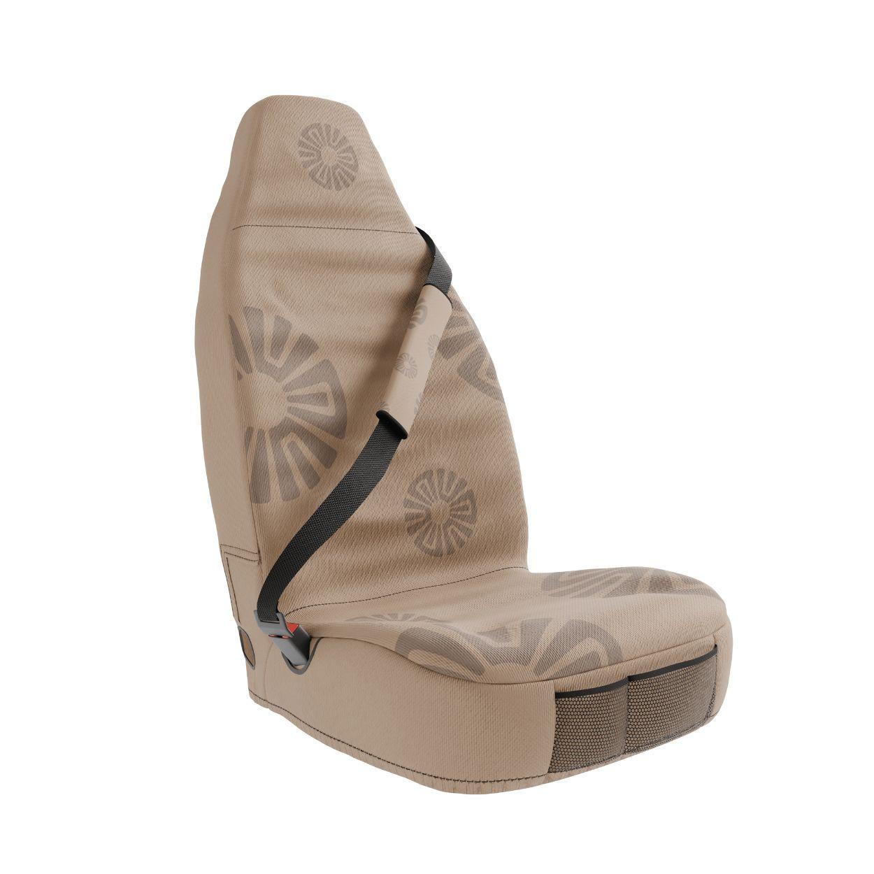 Sand padded seat belt covers by Solara Covers for cars, vans and SUVs — waterproof minimalist beige design