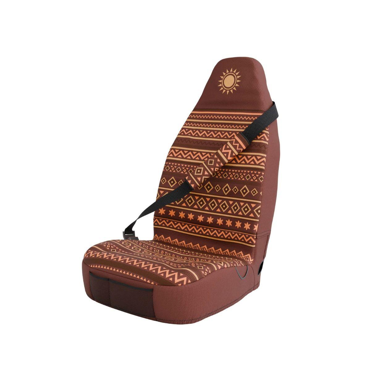 Savana padded seat belt covers (pair) by Solara Covers — brown and rust, machine washable