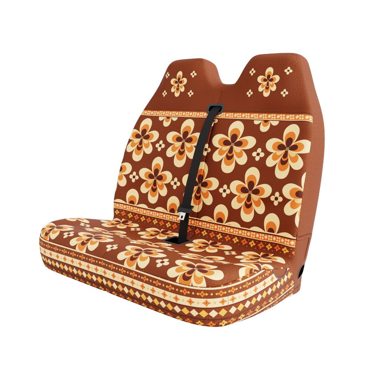 Sedona double front seat cover by Solara Covers for van bench seats and campers — waterproof desert design