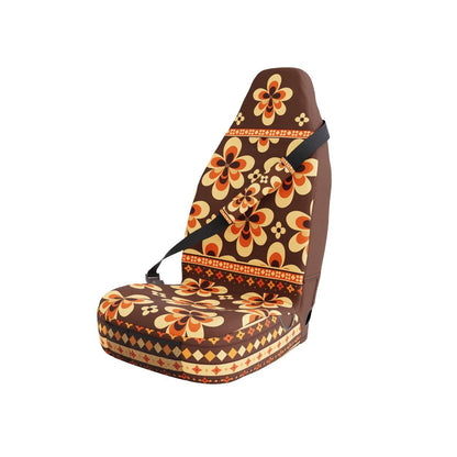 Sedona Aztec seat belt sleeves styled in vehicle interior — red-rock desert padded comfort | Solara Covers