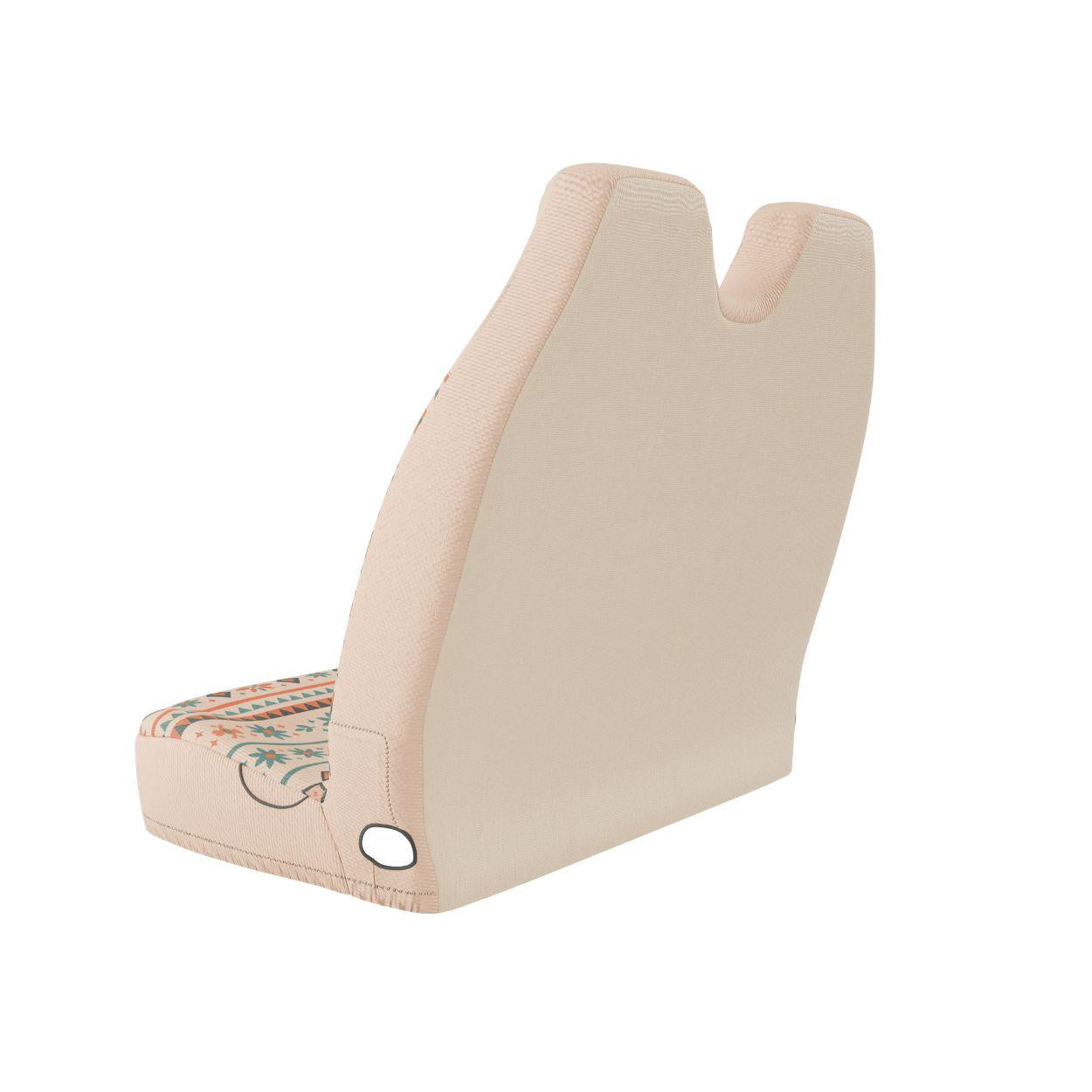 Sierra double front bench seat cover side view — cream, red and teal Southwest Aztec print by Solara Covers