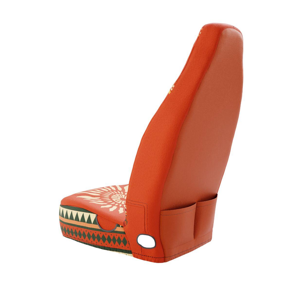 Sol Aztec seat cover styled in vehicle interior — orange and red car seat protection | Solara Covers