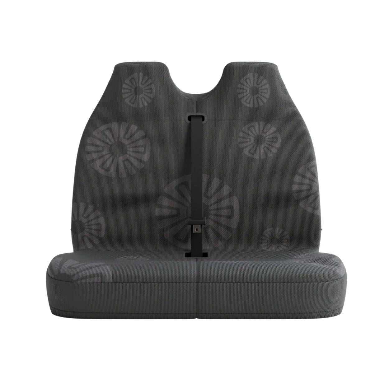 Stone Grey double front seat cover by Solara Covers for van bench seats and campers — waterproof charcoal grey design