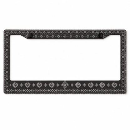 Karma license plate frames — black and grey frame detail shot | Solara