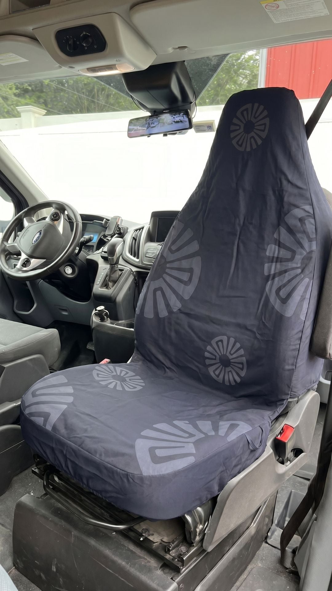 Solara Stone Grey universal seat cover - charcoal grey lifestyle shot