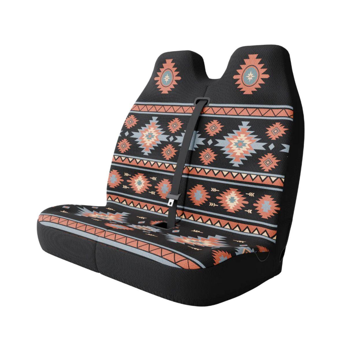 Zara double front cover styled in van interior — black, red and orange bench seat protection | Solara Covers
