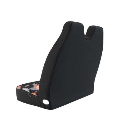 Zara double front bench seat cover side view — black, red and orange Aztec print by Solara Covers