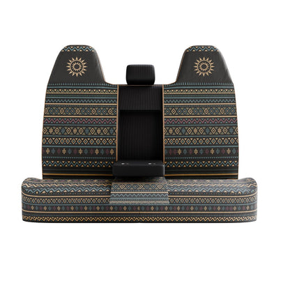 Lima back seat cover with the middle section opened for the fold-down armrest
