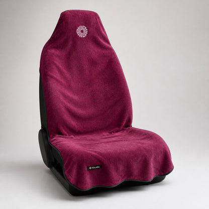 Rosa pink car seat towel by Solara covering the full seat, thick towel pile